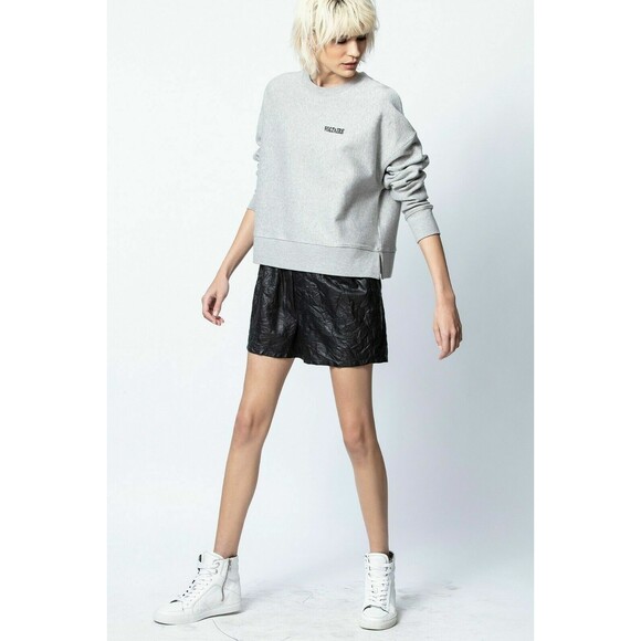 Zadig & Voltaire Champ Voltaire Sweatshirt Top Pullover Gray Ribbed XS 276628 - Picture 1 of 8
